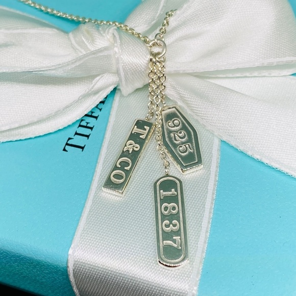 Tiffany & Co.1837 Triple Bar Elements Necklace 925 silver 16"  w/ box NICE - Picture 9 of 9